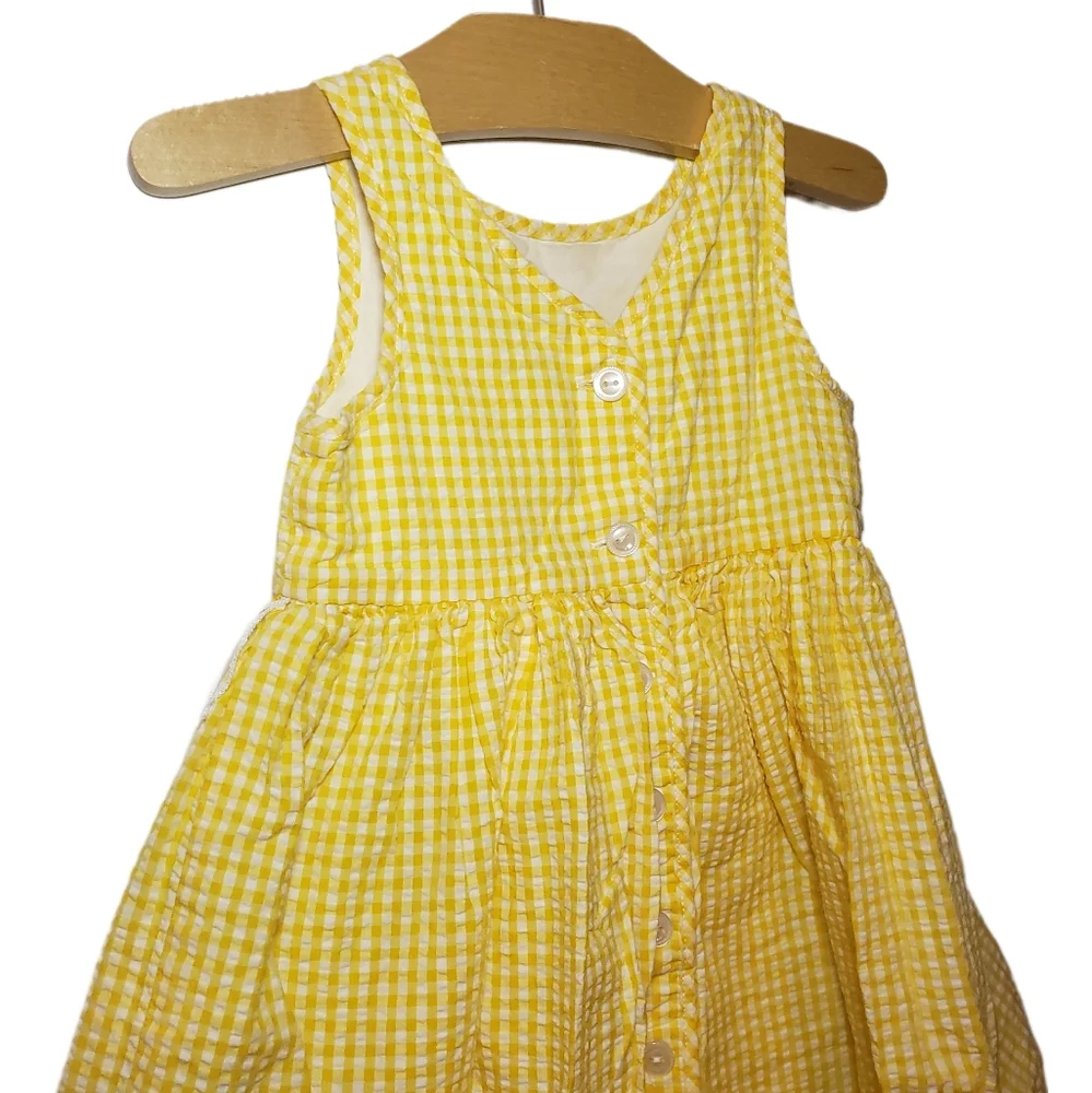 Ralph Lauren 18m Baby Girl Yellow Gingham Checked Sleeveless Button Back Dress